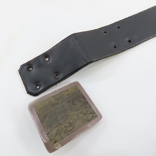 実際に弊社で買取させて頂いた【難有】STANLEY GUESS/スタンリーゲス レザーベルト マルチウッド スクエアバックルの画像 4枚目