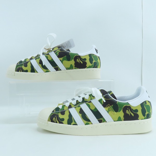 実際に弊社で買取させて頂いた【未使用】 adidas×A BATHING APE/アディダス×アベイシングエイプ SUPER STAR 80s "Green Camo" GZ8981/25の画像 3枚目