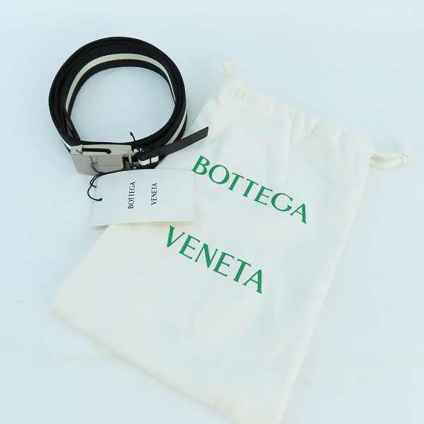 実際に弊社で買取させて頂いた【未使用】BOTTEGA VENETA/ボッテガヴェネタ リボンストラップ ボーダー ライン ベルト 629663 VBWJ1 1221の画像 7枚目