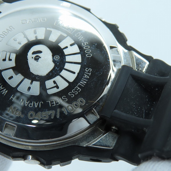 実際に弊社で買取させて頂いたG-SHOCK/Gショック×A BATHING APE/ア ベイシング エイプ コラボ DW-5000 【動作未確認】の画像 4枚目