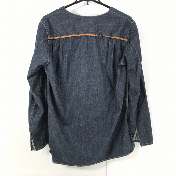 実際に弊社で買取させて頂いたBACKLASH/バックラッシュ 9ozデニム ステアレザー プルオーバー シャツ/トップス 1734-02/Lの画像 1枚目