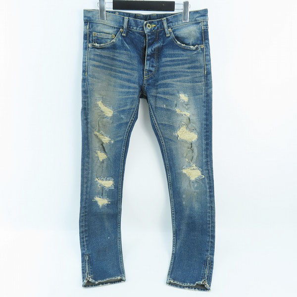 実際に弊社で買取させて頂いたISAMU KATAYAMA BACKLASH/バックラッシュ AULD TRIANGLE クラッシュスキニーデニム 1483-11C L
