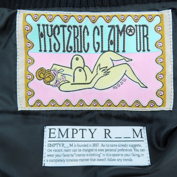 実際に弊社で買取させて頂いたEMPTY R _ _ M/エンプティールーム×HYSTERIC GLAMOUR/ヒステリックグラマー バーシティジャケット/Mの画像 2枚目