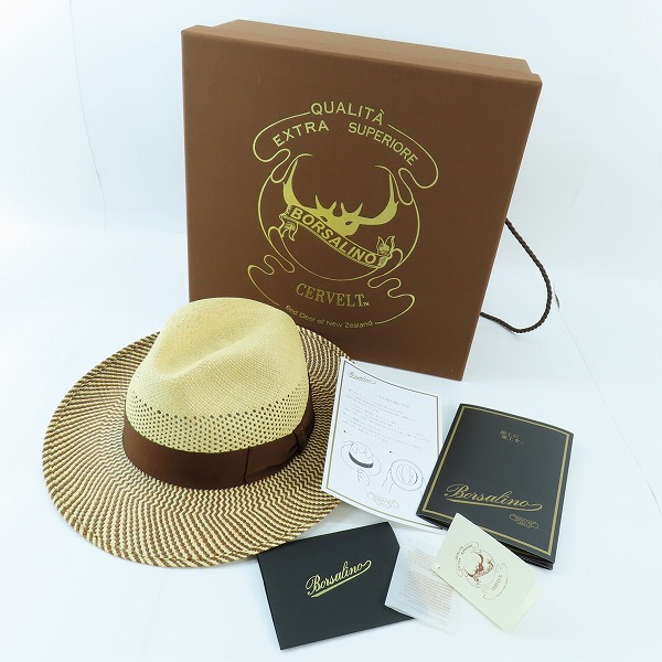 実際に弊社で買取させて頂いたBorsalino/ボルサリーノ 中折れハット リボン/60の画像 9枚目