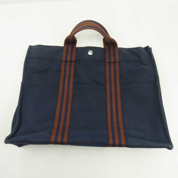 実際に弊社で買取させて頂いたHERMES/エルメス エールライン キャンバス トートバッグ/ハンドバッグ ネイビーの画像 1枚目