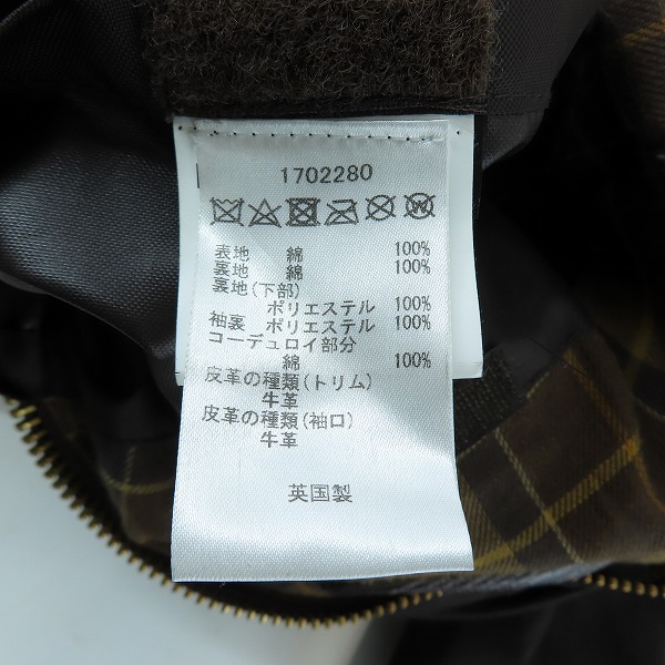 実際に弊社で買取させて頂いたBarbour/バブアー SL BEDALE/ビデイル オイルドジャケット 1702280/36の画像 4枚目