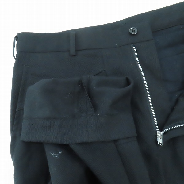 実際に弊社で買取させて頂いたBLACK COMME des GARCONS/ブラックコムデギャルソン ウール スラックス/パンツ 1F-P014/AD2020/Lの画像 2枚目