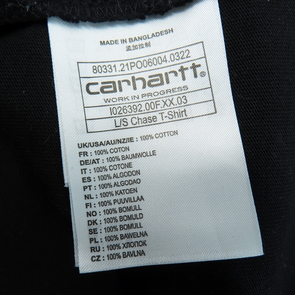 実際に弊社で買取させて頂いたCarhartt/カーハート L/S CHASE T-SHIRT 刺繍ロゴ長袖Tシャツ/Sの画像 3枚目