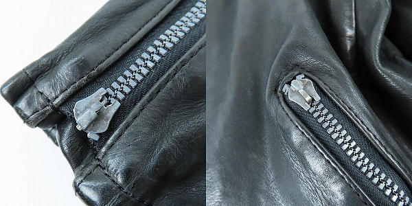 実際に弊社で買取させて頂いたISAMU KATAYAMA BACKLASH/イサムカタヤマバックラッシュ イタリアン ダブルショルダー製品染めダブルライダース 1254-02/Sの画像 7枚目