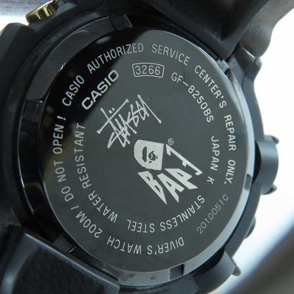 実際に弊社で買取させて頂いたG-SHOCK×STUSSY×BAPE/Gショック×ステューシー×エイプ コラボ FROGMAN/フロッグマン ソーラー GF-8250BS-1JRの画像 3枚目