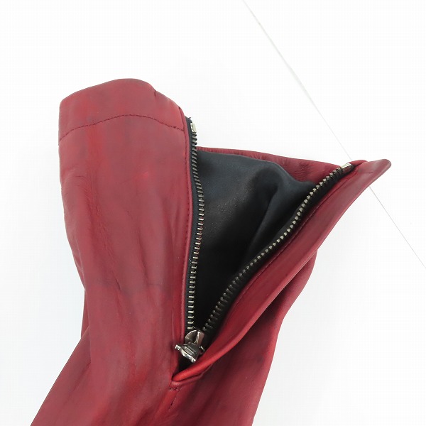 実際に弊社で買取させて頂いたNO ID./ノーアイディー 牛革/カウレザー ファー付き レザージャケット レッド/1の画像 6枚目