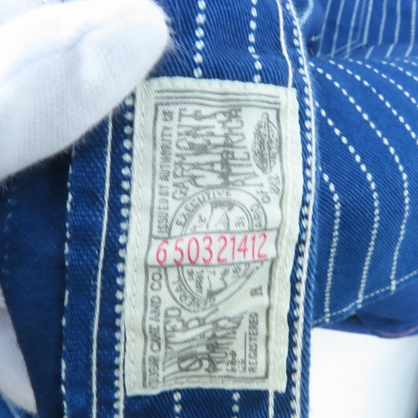 実際に弊社で買取させて頂いたSUGAR CANE/シュガーケーン "FICTON ROMANCE"コレクション 8.5oz ウォバッシュストライプ長袖ワークシャツ SC25551/Lの画像 5枚目