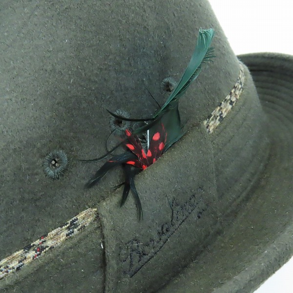 実際に弊社で買取させて頂いたBorsalino/ボルサリーノ 中折れ ハット 帽子 グリーン 56cmの画像 8枚目