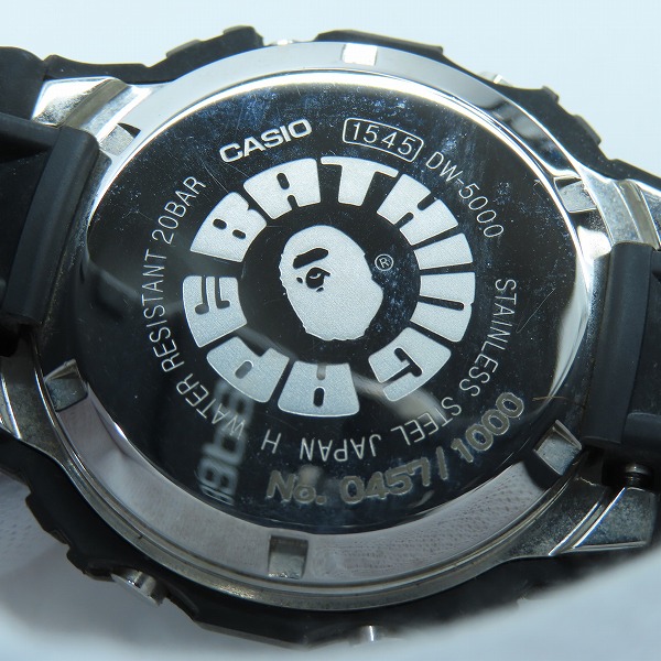 実際に弊社で買取させて頂いたG-SHOCK/Gショック×A BATHING APE/ア ベイシング エイプ コラボ DW-5000 【動作未確認】の画像 3枚目