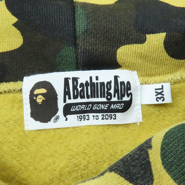 実際に弊社で買取させて頂いたA BATHING APE/アベイシングエイプ 1ST CAMO COLLEGE PULLOVER/カモカレッジプルオーバーパーカー 001PPK301005M/3XLの画像 2枚目