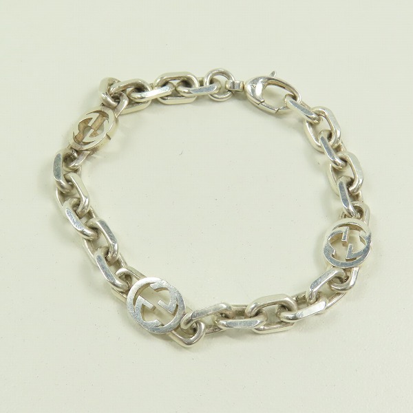 実際に弊社で買取させて頂いたGUCCI/グッチ インターロッキングG シルバー チェーンブレスレット ‎620798 J8400 0811