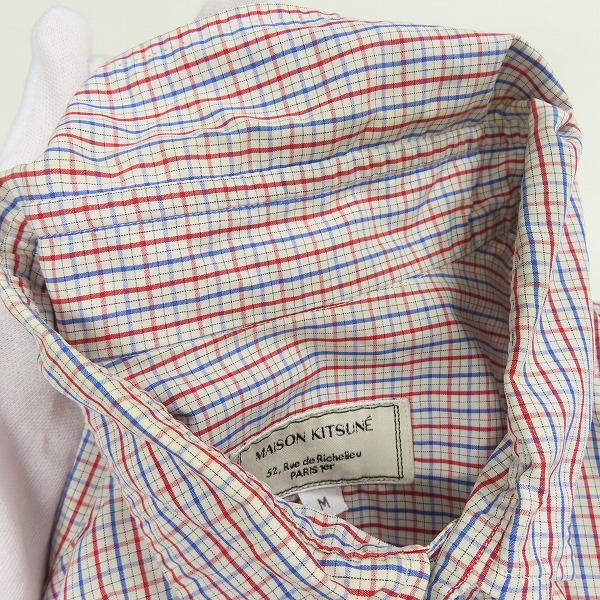 実際に弊社で買取させて頂いたMAISON KITSUNE/メゾンキツネ チェック ボタンダウンシャツ/Mの画像 5枚目
