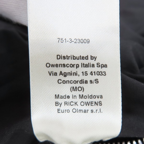 実際に弊社で買取させて頂いた【未使用】 Rick Owens/リックオウエンス 23AW クラシック フライト レザー ボンバージャケット/MA-1 RU02C7789/46の画像 5枚目