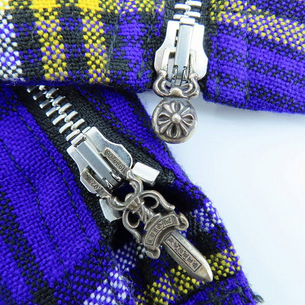 実際に弊社で買取させて頂いた【JPタグ】CHROME HEARTS/クロムハーツ イージーライダースジャケット マサイチェック Sの画像 7枚目