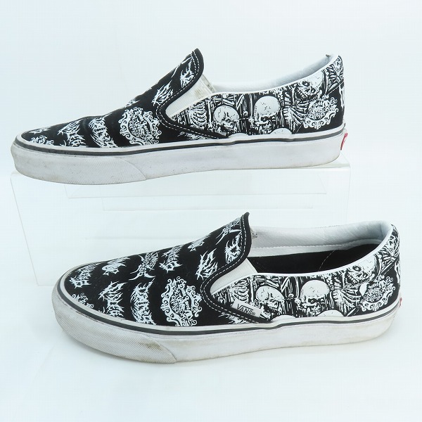 実際に弊社で買取させて頂いたVANS/バンズ スカル柄 CLASSIC SLIP-ON Forgotten Bones クラシック スリッポン ブラック VN0A4BV3V8V/27.5の画像 3枚目
