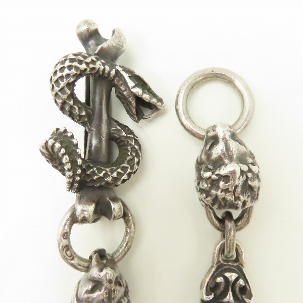 実際に弊社で買取させて頂いたGabor/ガボール スネークキーパーwスカルプテッドオーバルスカルライオンウォレットチェーンの画像 1枚目