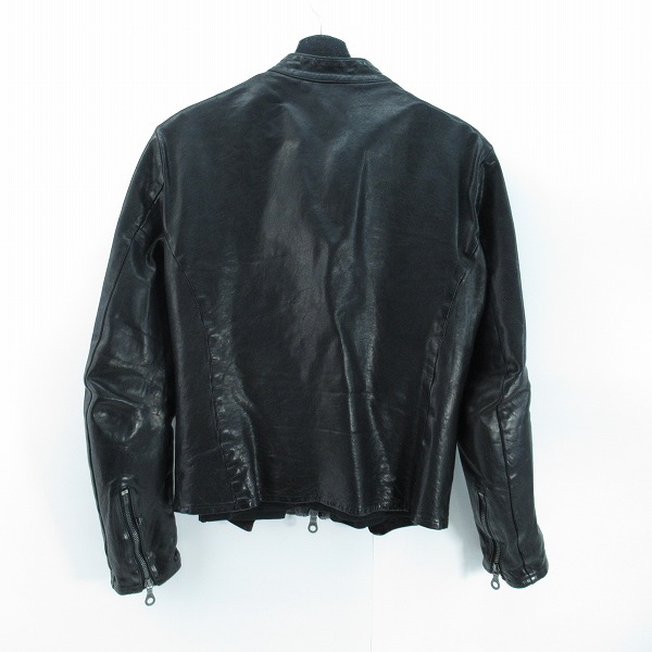 実際に弊社で買取させて頂いたISAMUKATAYAMA BACKLASH/バックラッシュ イタリアンショルダー製品染めシングルライダース 1254-01/Mの画像 1枚目