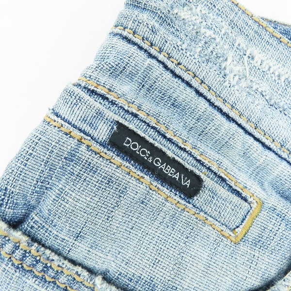 実際に弊社で買取させて頂いたDOLCE&GABBANA/ドルチェ&ガッバーナ デニムパンツ クラッシュ加工 バックロゴプレート G331MD G8094/48の画像 5枚目
