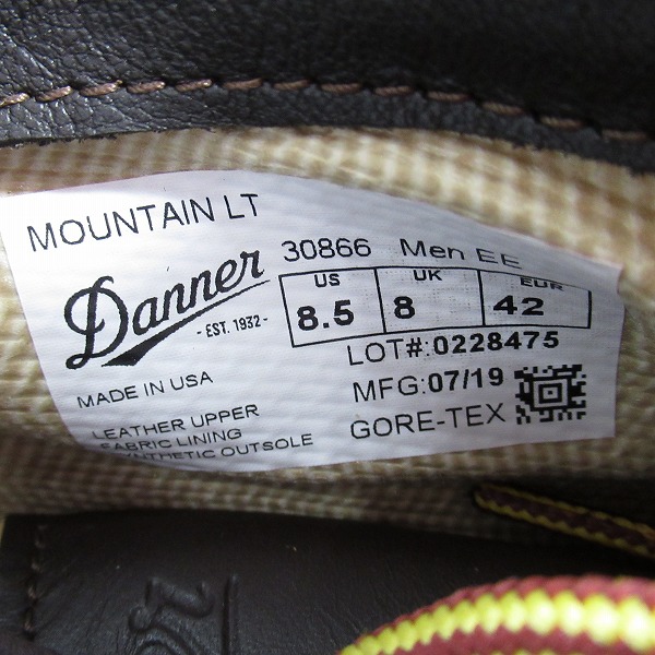 実際に弊社で買取させて頂いたDANNER/ダナー MOUNTAIN LIGHT/マウンテンライト ブーツ GORE TEX/ゴアテックス 30866/8.5の画像 5枚目
