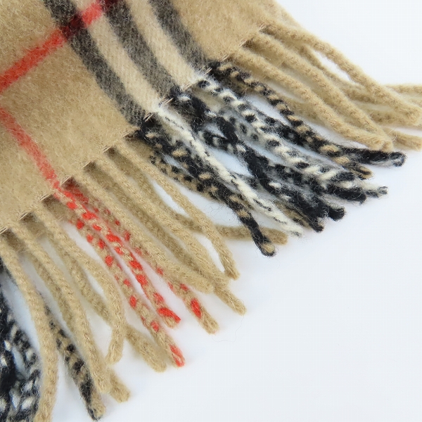 実際に弊社で買取させて頂いたBurberrys/バーバリー 90s カシミヤ ノバチェック フリンジマフラーの画像 4枚目