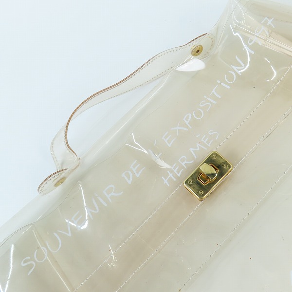 実際に弊社で買取させて頂いたHERMES/エルメス ビニールケリー 「不思議の国、エルメスの旅」展 クリア ハンドバッグの画像 4枚目