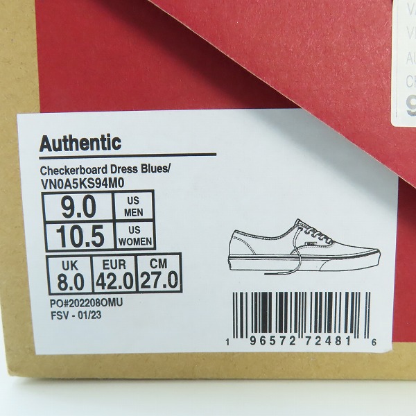 実際に弊社で買取させて頂いたVANS/バンズ AUTHENTIC オーセンティック/ローカットスニーカー VN0A5KS94M0/27.0の画像 8枚目