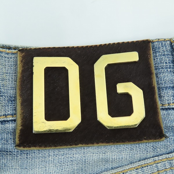 実際に弊社で買取させて頂いたDOLCE&GABBANA/ドルチェ&ガッバーナ デニムパンツ クラッシュ加工 バックロゴプレート G331MD G8094/48の画像 6枚目
