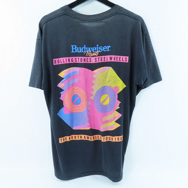 実際に弊社で買取させて頂いたThe Rolling Stones/ローリングストーンズ Budweiser/Steel Wheels North American Tour 1989/80S/ヴィンテージTシャツの画像 1枚目