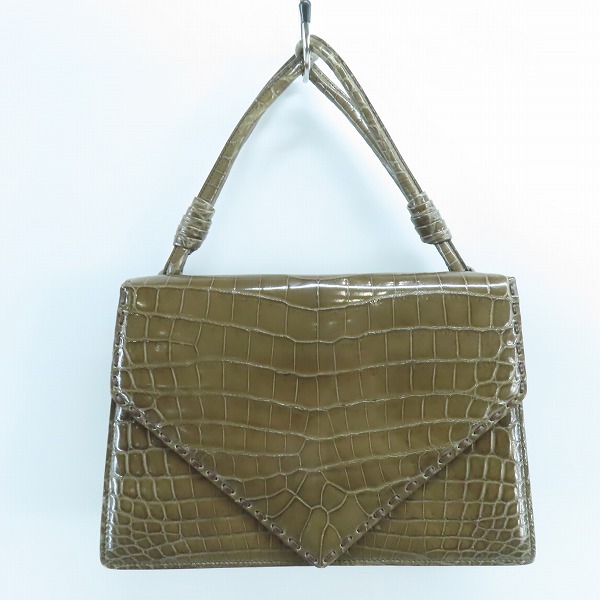 実際に弊社で買取させて頂いたBottega Veneta/ボッテガヴェネタ クロコ型押し エナメルレザー ハンドバッグの画像 1枚目