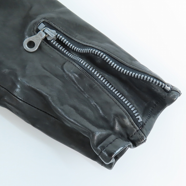 実際に弊社で買取させて頂いたISAMU KATAYAMA BACKLASH/イサムカタヤマバックラッシュ イタリアン ダブルショルダー製品染めダブルライダース 1254-02/Sの画像 6枚目