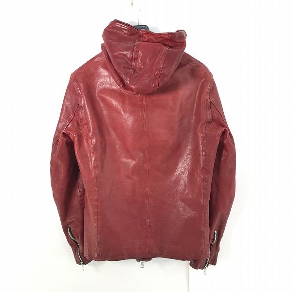 実際に弊社で買取させて頂いたBACKLASH/バックラッシュ ジャパンホース製品染めフードパーカー レッド 1367-05/M(2)の画像 1枚目