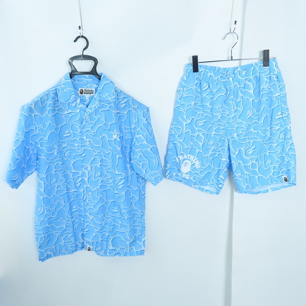 実際に弊社で買取させて頂いた【未使用含む】A BATHING APE/アベイジングエイプ ABC SEA SURFACE CAMO OPEN COLLAR SS SHIRT/ハーフパンツ/セットアップ/S