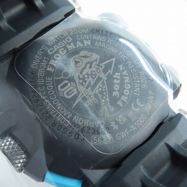 実際に弊社で買取させて頂いた【未使用】G-SHOCK/Gショック FROGMAN/フロッグマン 30th Anniversary/30周年記念 ヤドクガエル GWF-A1000APF-1AJRの画像 4枚目