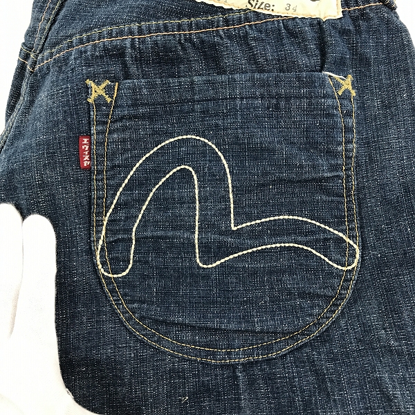 実際に弊社で買取させて頂いたEVISU/エヴィス カモメ/かもめ プリント LOT.2001  ハーフパンツ 34の画像 7枚目