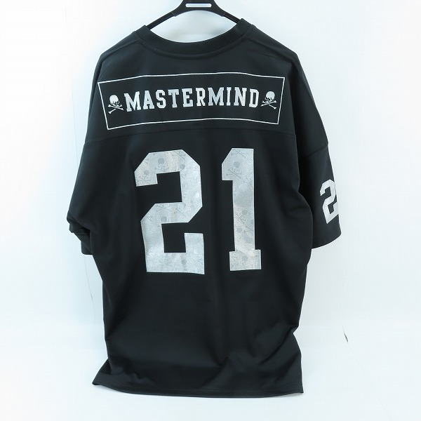 実際に弊社で買取させて頂いたMASTERMIND WORLD×Mitchell & Ness/マスターマインド #21 スカルワッペン ゲームシャツ VNECMM20093-MNN/2XLの画像 1枚目