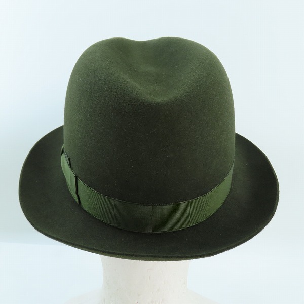 実際に弊社で買取させて頂いたBorsalino/ボルサリーノ 兎毛 リボン フェルト ハット カーキ/59の画像 3枚目