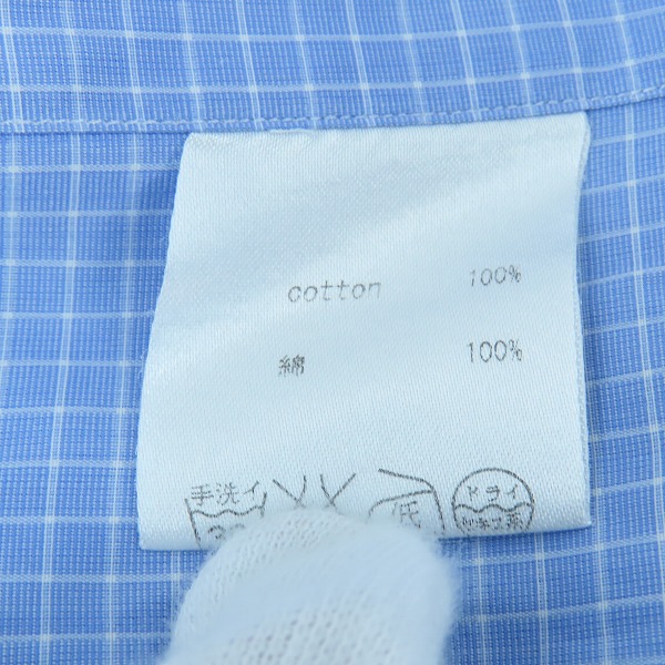 実際に弊社で買取させて頂いたBrioni/ブリオーニ コットン チェック 長袖 ボタンシャツ ブルー×ホワイト/43の画像 4枚目