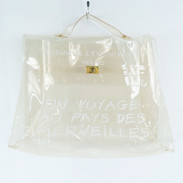 実際に弊社で買取させて頂いたHERMES/エルメス ビニールケリー 「不思議の国、エルメスの旅」展 クリア ハンドバッグ