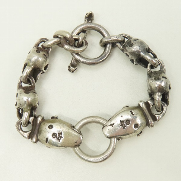 実際に弊社で買取させて頂いたGabor/ガボール 2ブルドッグスヘッズｗ/4スカル ブレスレットの画像 2枚目