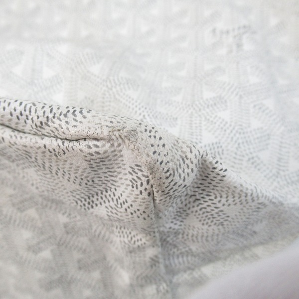 実際に弊社で買取させて頂いたGOYARD/ゴヤール サンルイPM PVC×レザー トートバッグ ホワイト ポーチ付の画像 8枚目