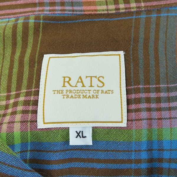 実際に弊社で買取させて頂いたRATS/ラッツ チェック柄 長袖 シャツ 22'RS-0805/XLの画像 2枚目