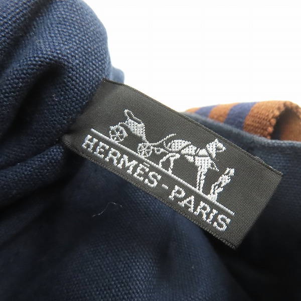 実際に弊社で買取させて頂いたHERMES/エルメス エールライン キャンバス トートバッグ/ハンドバッグ ネイビーの画像 4枚目