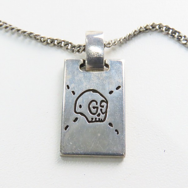 実際に弊社で買取させて頂いたGUCCI/グッチ ゴースト スカル ドクロ 髑髏 GG柄 ネックレスの画像 1枚目
