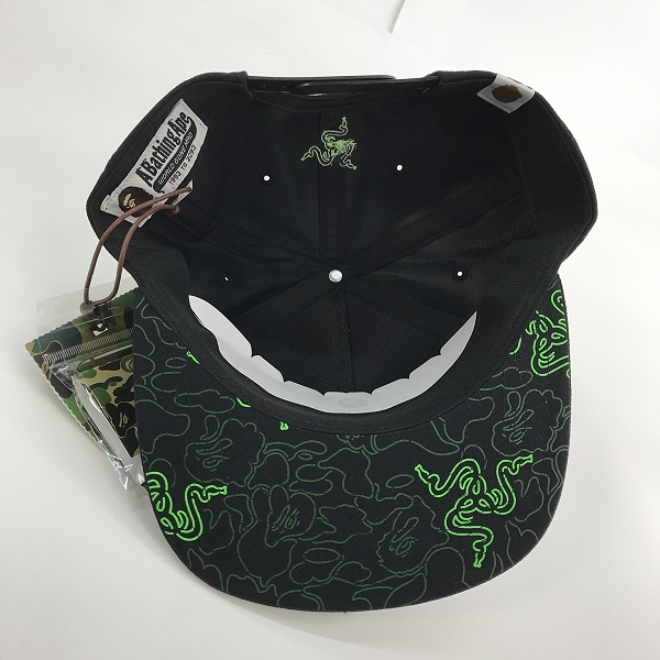 実際に弊社で買取させて頂いた【未使用】A BATHING APE/アベイジングエイプ BAPE × RAZER/ビエイプ × レーザー SNAP BACK CAP/Fの画像 4枚目