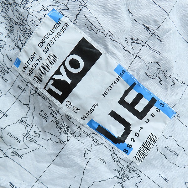実際に弊社で買取させて頂いたuniform experiment/ユニフォームエクスペリメント WORLD MAP shirt 世界地図 ボタンダウンシャツ UE-200002/3の画像 5枚目